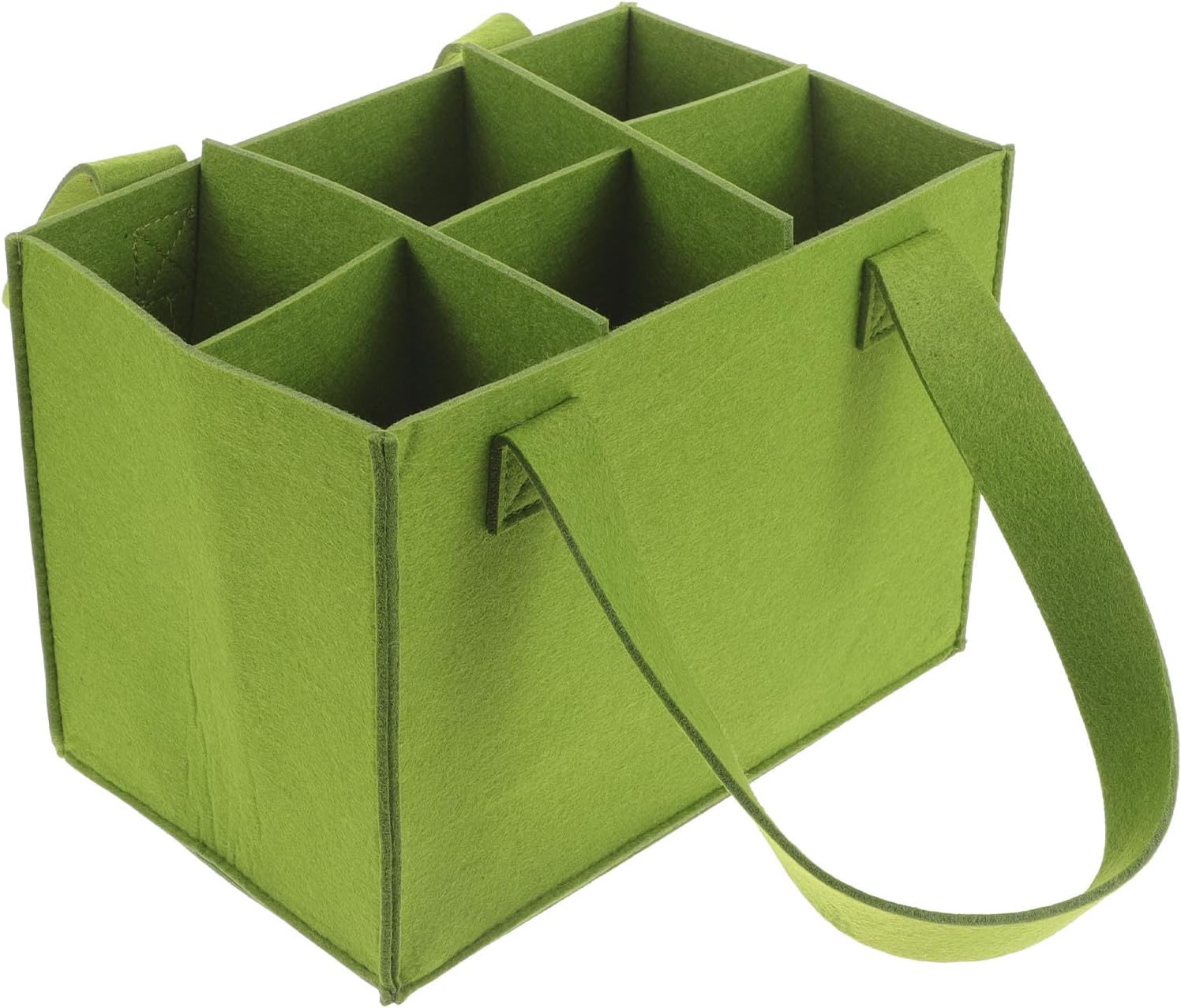 Felt Wine Carrier Bag for 6 Bottles, Decorative Green Storage