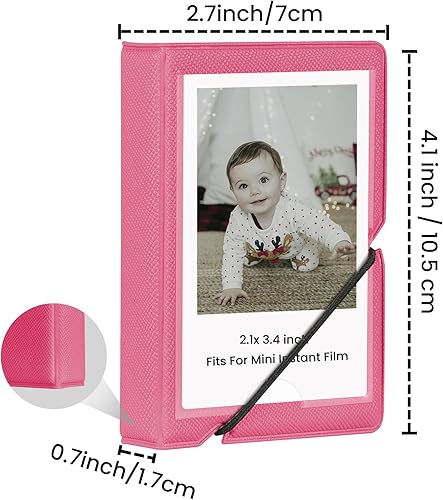 Miniatura 4 de Lifting Álbum de fotos de 28 bolsillos para cámaras instantáneas Fujifilm Instax Mini 70 7s 8 8+ 9 11 25 50s 90, Polaroid PIC 300, lomógrafos (rojo