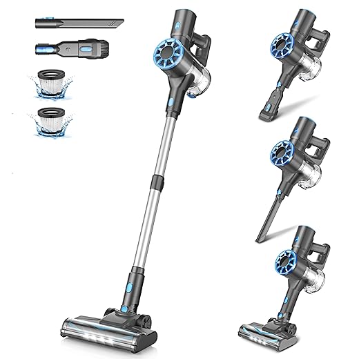 Cordless Stick Vacuum Cleaner with Self-Standing, 8-in-1 Vacuum Cleaners for Home, Lightweight Powerful Vacuum with LED Screen, Rechargeable Vacuum for Carpet, Pet Hair, Hardwood Floors