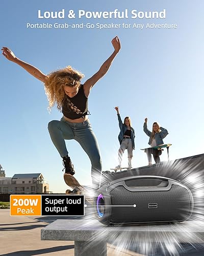 Miniatura 4 de Altavoces Bluetooth portátiles actualizados inalámbricos, sonido alto pico de 200 Wgraves profundos para fiesta, IP65 impermeable al aire libre