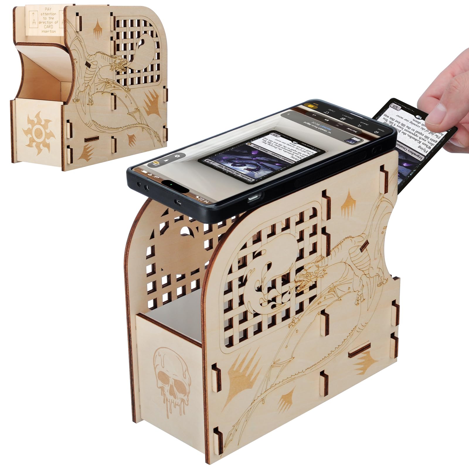 CZYY Card Scanning Stand for MTG - Laser-Cut Wood Scanstand for TCG Cards, Quickly Scan & Price Check with ManaBox Card Scanner App, Perfect Card Scanner Assistant & MTG Accessories