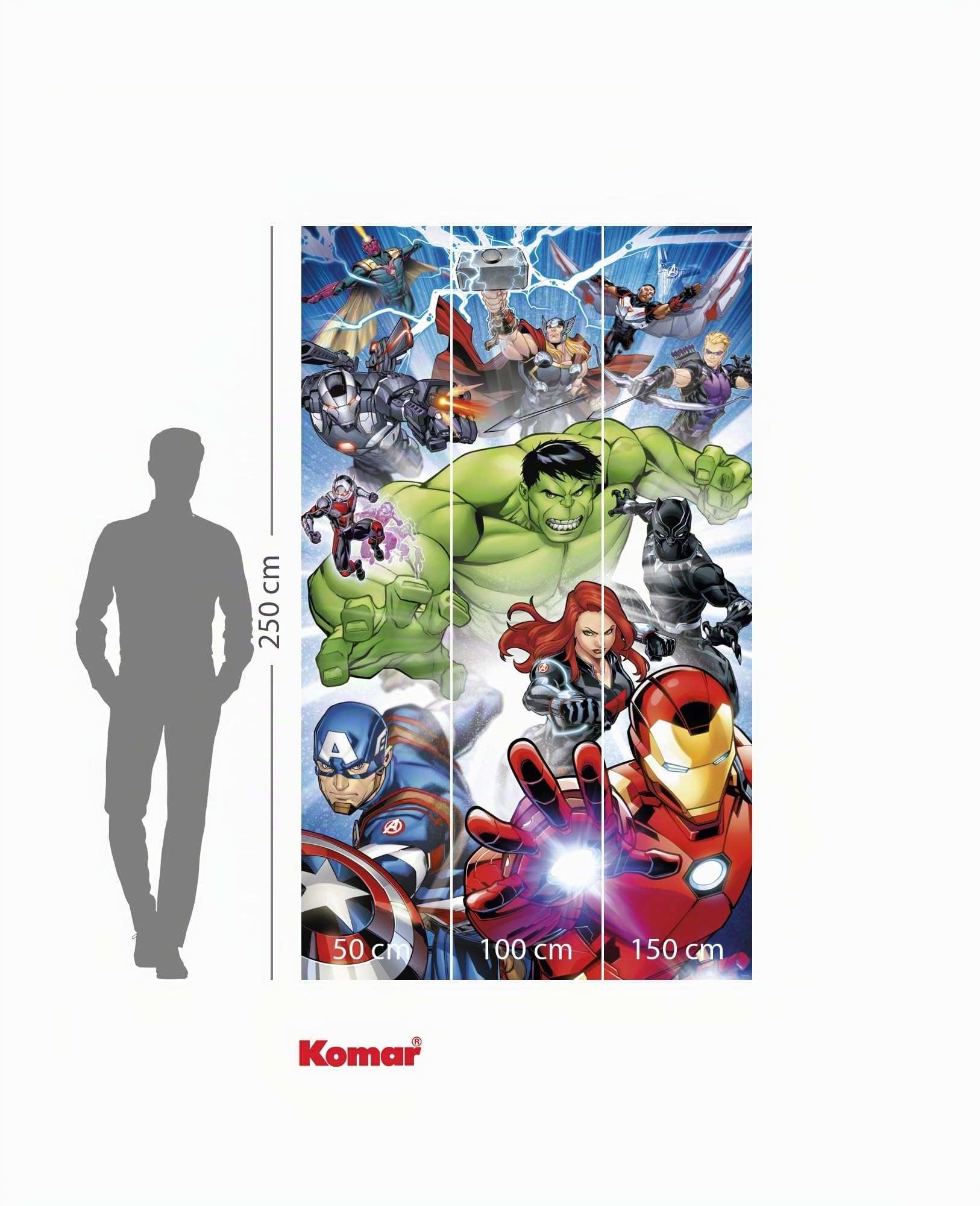 Komar Vlies Fototapete - Marvel Avengers Protect - Größe 150 x 250 cm - Tapete, Kinderzimmer, Kindertapete