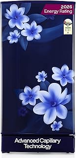 Godrej 180L 1Star Advanced Capillary Technology| Jumbo Vegetable Tray| Wired Shelves| 2.25L Bottle Space| Wide Shelf Space| Direct Cool Single Door Refrigerator (RD EDGE 205AN WRF PP BL, Pep Blue)