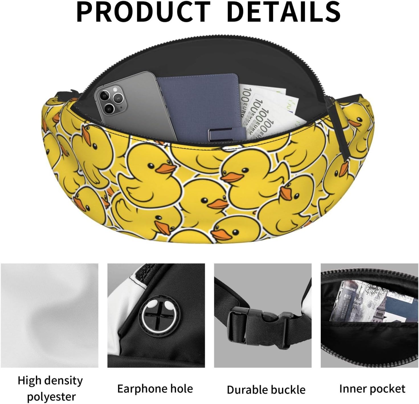 Cute Rubber Ducky Fanny Pack Crossbody Waist Bag Pack for Men Women. Belt Bag for Travel Walking Running Hiking Fishing. image 5