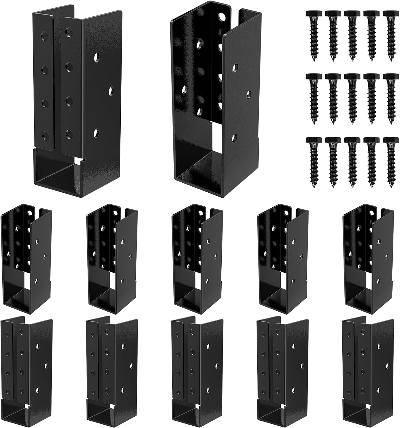 FMhotu 12-Pack 2"x6" Outdoor Concealed-Flange Joist Bracket with Screws - Q235B Steel Powder Coated Mount Light Joist Hangers for Beam, Swing, Handrail, Fence