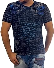 Cipo & Baxx CT554 Men's T-Shirt All-Over Print Crew Neck Casual Shirt Brand Logo