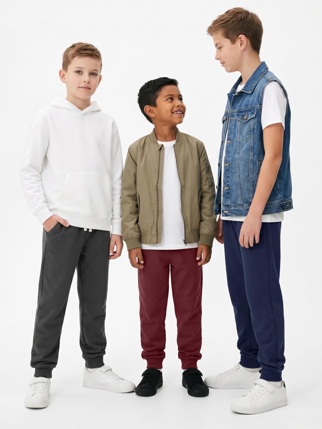 Cooraby Boys Pure Cotton Sweatpants Kids Athletic Jogger Pants with Pockets Drawstring for Youth Kids