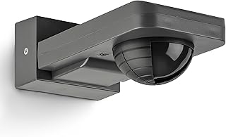 SEBSON Bewegungsmelder Außen IP65 Aufputz Wand Decken Montage, programmierbar, 20m / 360°, LED geeignet, mit 3 Sensoren Infrarot, 3-Draht, Anthrazit