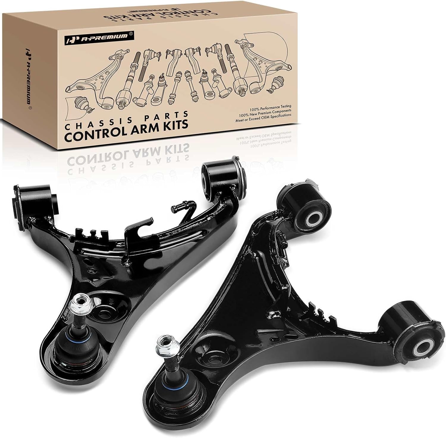 A-Premium 2 x Front Upper Control Arm, with Ball Joint & Bushing, Compatible with Land Rover LR4 2010-2016