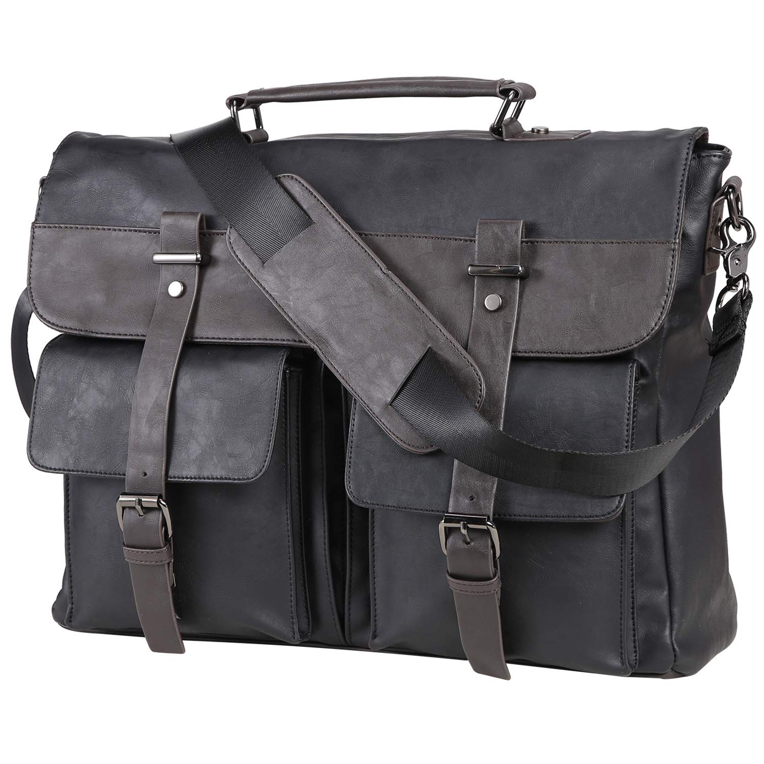 Bolsa mensageiro de couro para homens, bolsa de couro vintage de 35,5 cm de 45,5 cm para laptop, bolsa grande para trabalho para computador