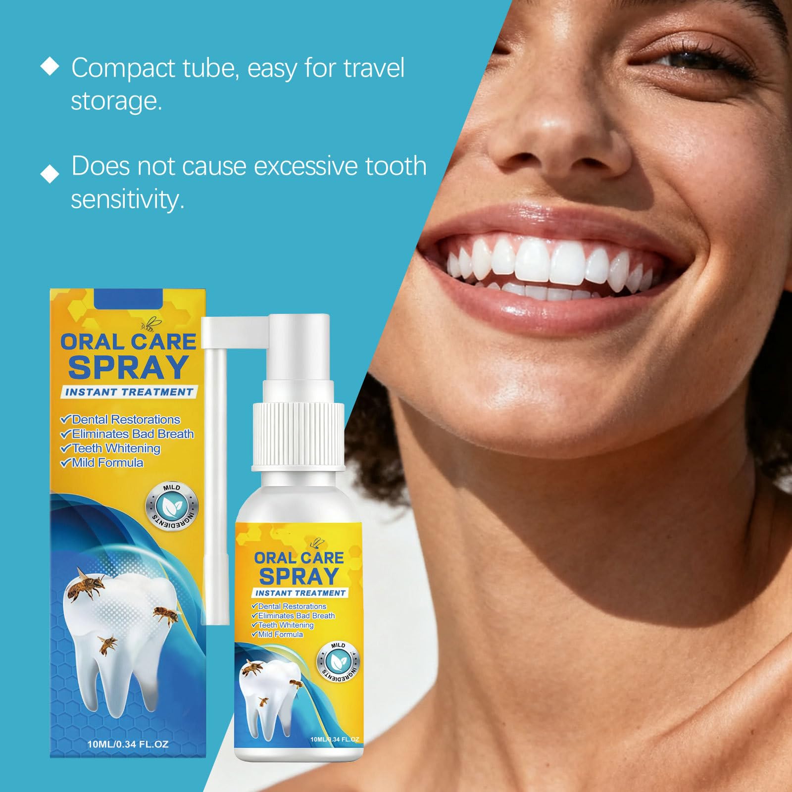 Spray per la cura della bocca alla propoli, lenisce rapidamente le gengive, rimuove delicatamente le macchie per tutti i denti, formula naturale senza alcool e senza fluoruro (12 pezzi)