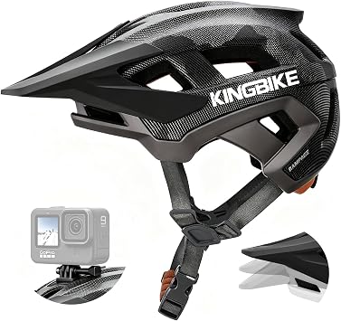 خوذة KINGBIKE NTA-8776 للدراجات الجبلية خوذات دراجات إلكترونية احترافية مع حاجب قابل للتعديل بثلاثة مستويات وحامل كاميرا خوذة E-MTB للبالغين للرجال والنساء والشباب معتمدة لسلامة الدراجات الإلكترونية