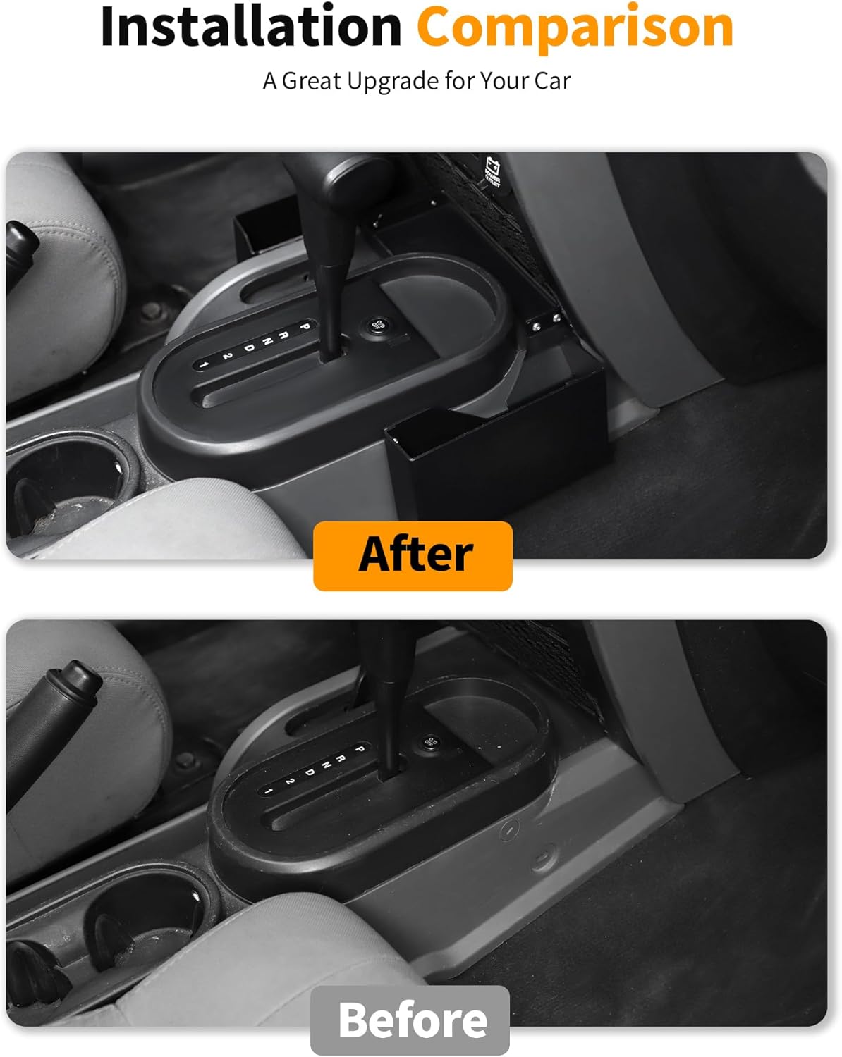 Hoolcar Metal Gear Shift Center Console Organizer Storage Box for 2007-2010 Jeep Wrangler JK Storage Box Tray, Black