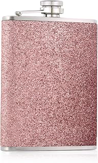 8 Oz Hip Flask,Stainless Steel Hip Flasks with Glitter Portable Bottle Pocket Alcohol Bottle Leakproof Drink Pot for Climbing Camping Barbecue Bar Party Drinker Climbing(COLOR:pink)