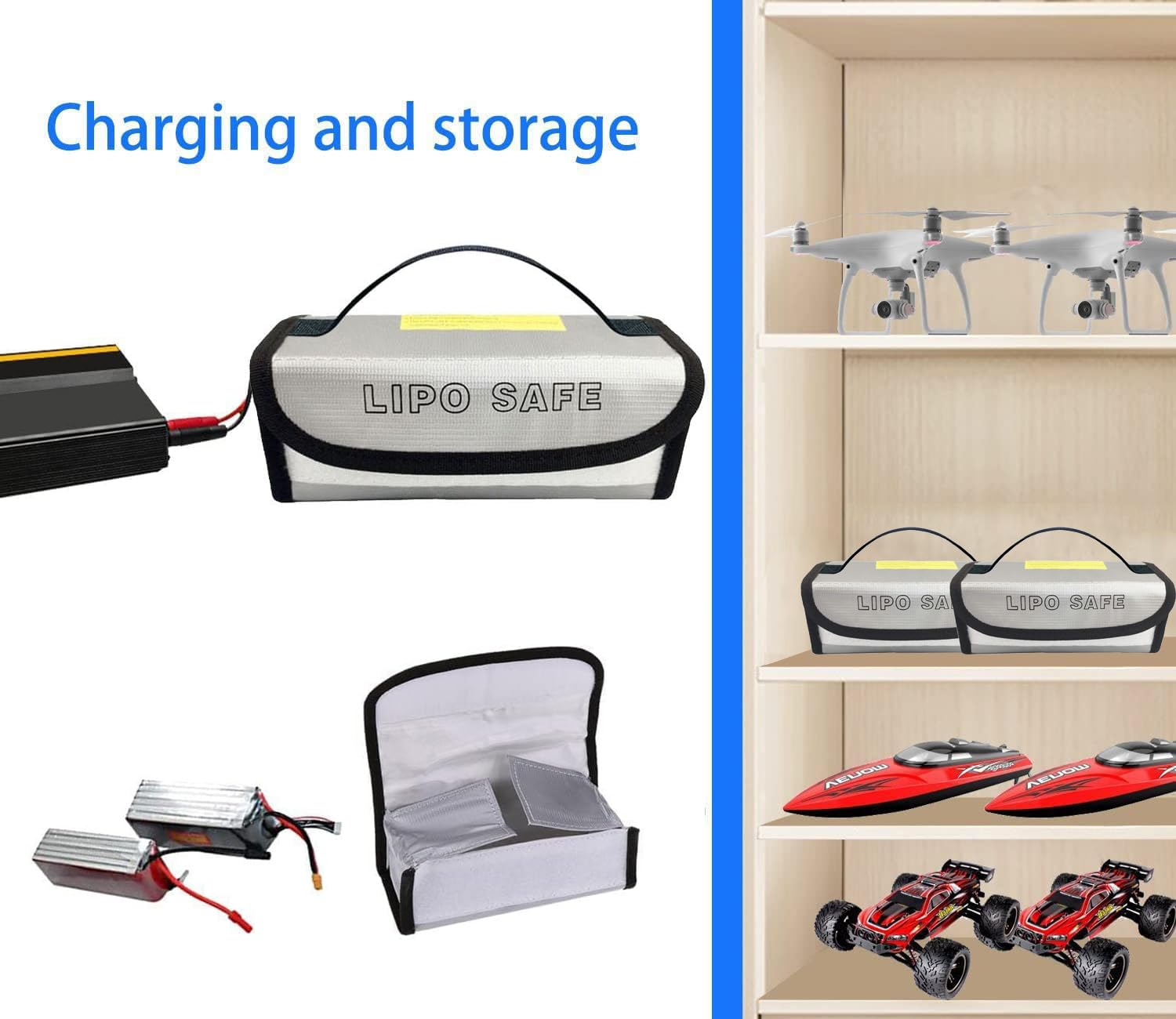 QWORK Lipo Safe Bag 2er Pack - Feuerfeste Akku Aufbewahrungstasche