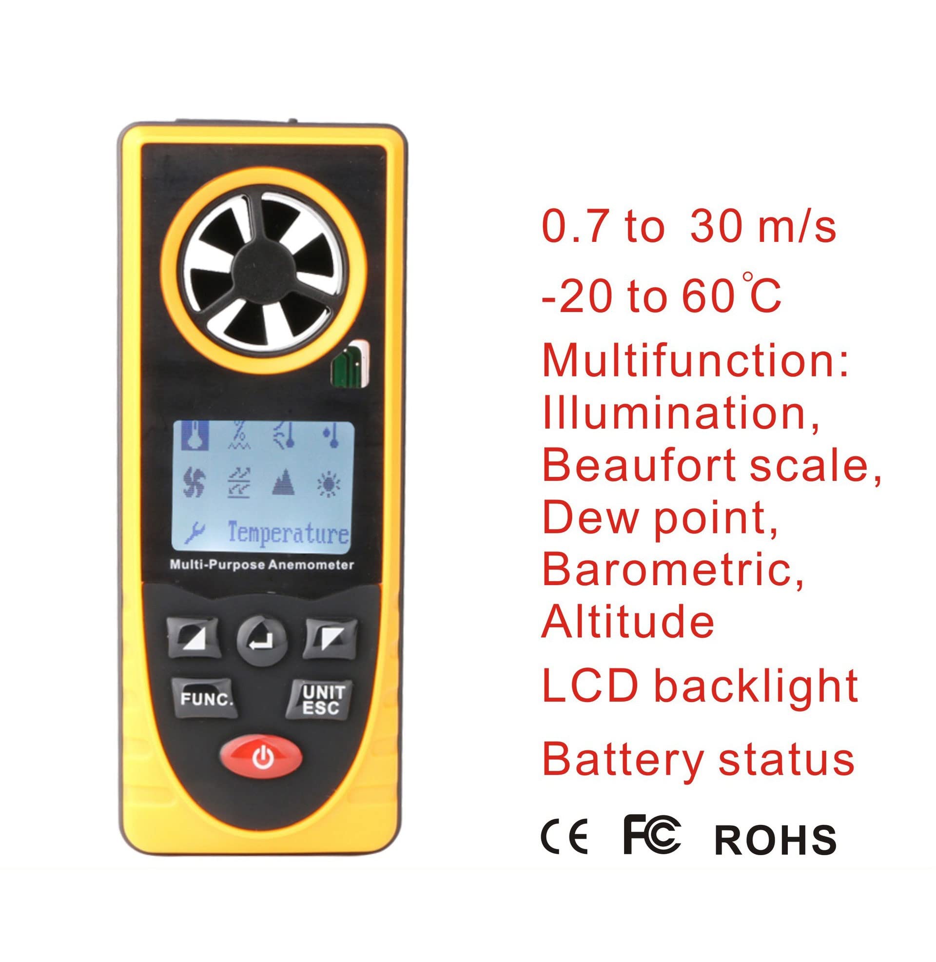 Medidor de velocidad de velocidad digital anemómetro for medidores de viento for medidores de flujo de aire for medir la velocidad de la temperatura del enfriamiento del viento, calibre del term