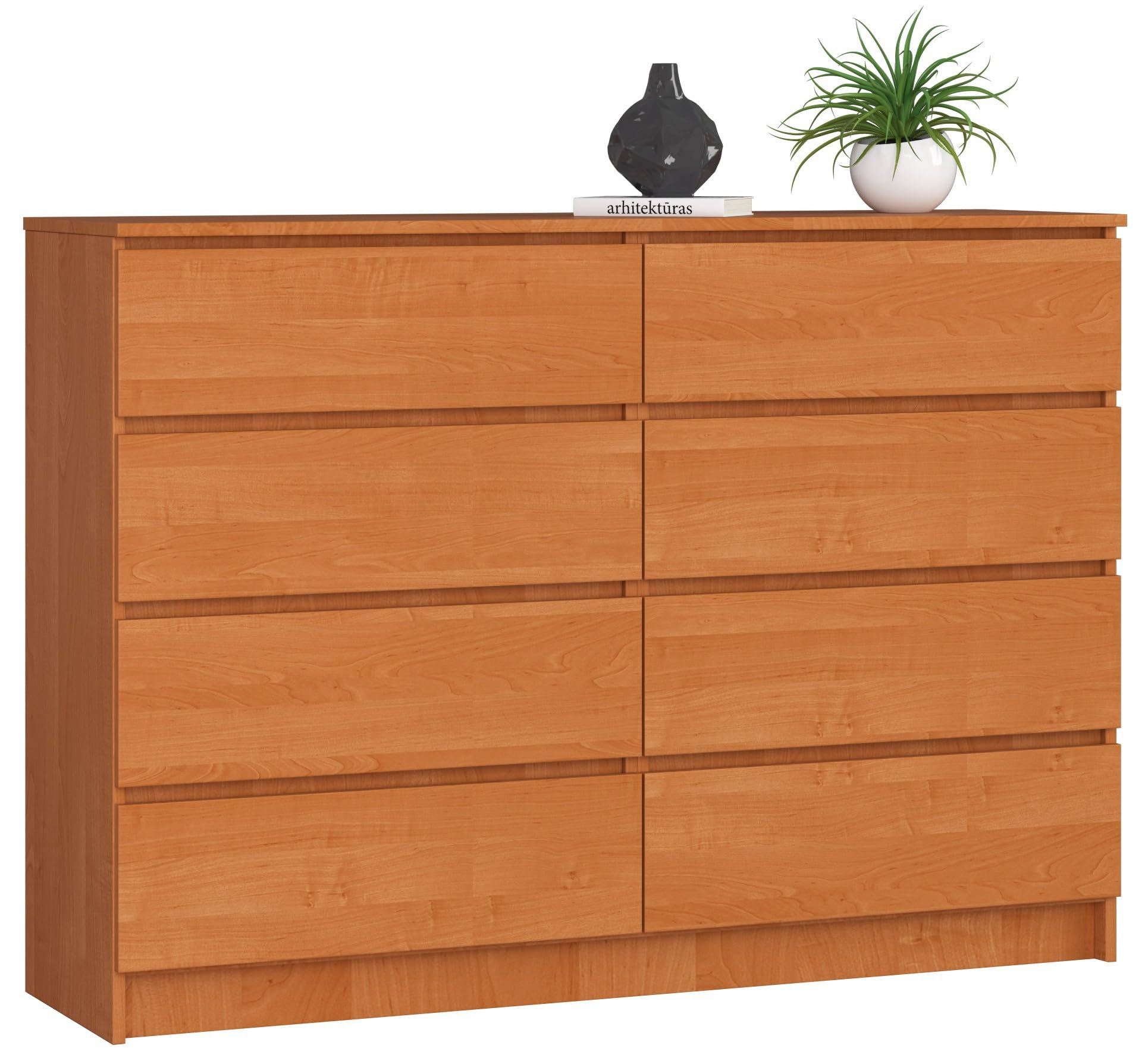 AKORD Cassettiera K 140 cm 8 (2 x 4) Cassetti | Moderna Mobiletto per Soggiorno Sala da Pranzo Camera da Letto | Armadio Cameretta | 138 x 99 x 40 cm | Peso 72kg | Ontano
