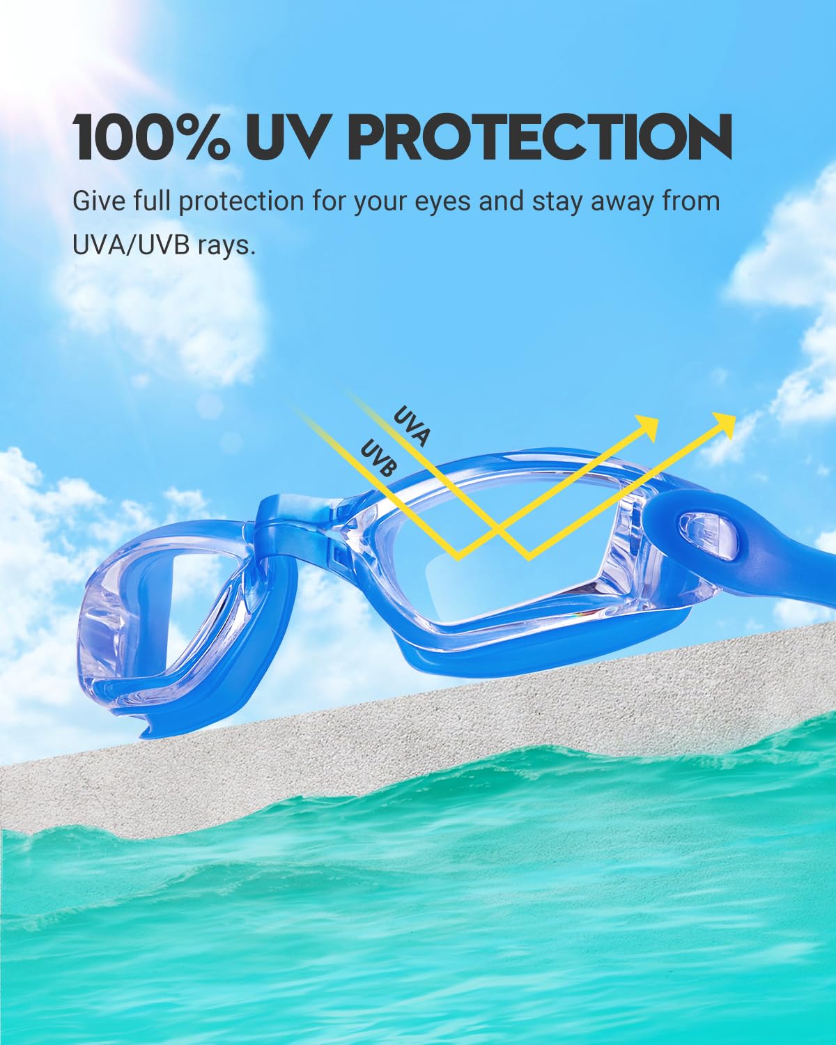 Juego de 2 gafas de natación sin fugas para adultos, hombres, mujeres, jóvenes