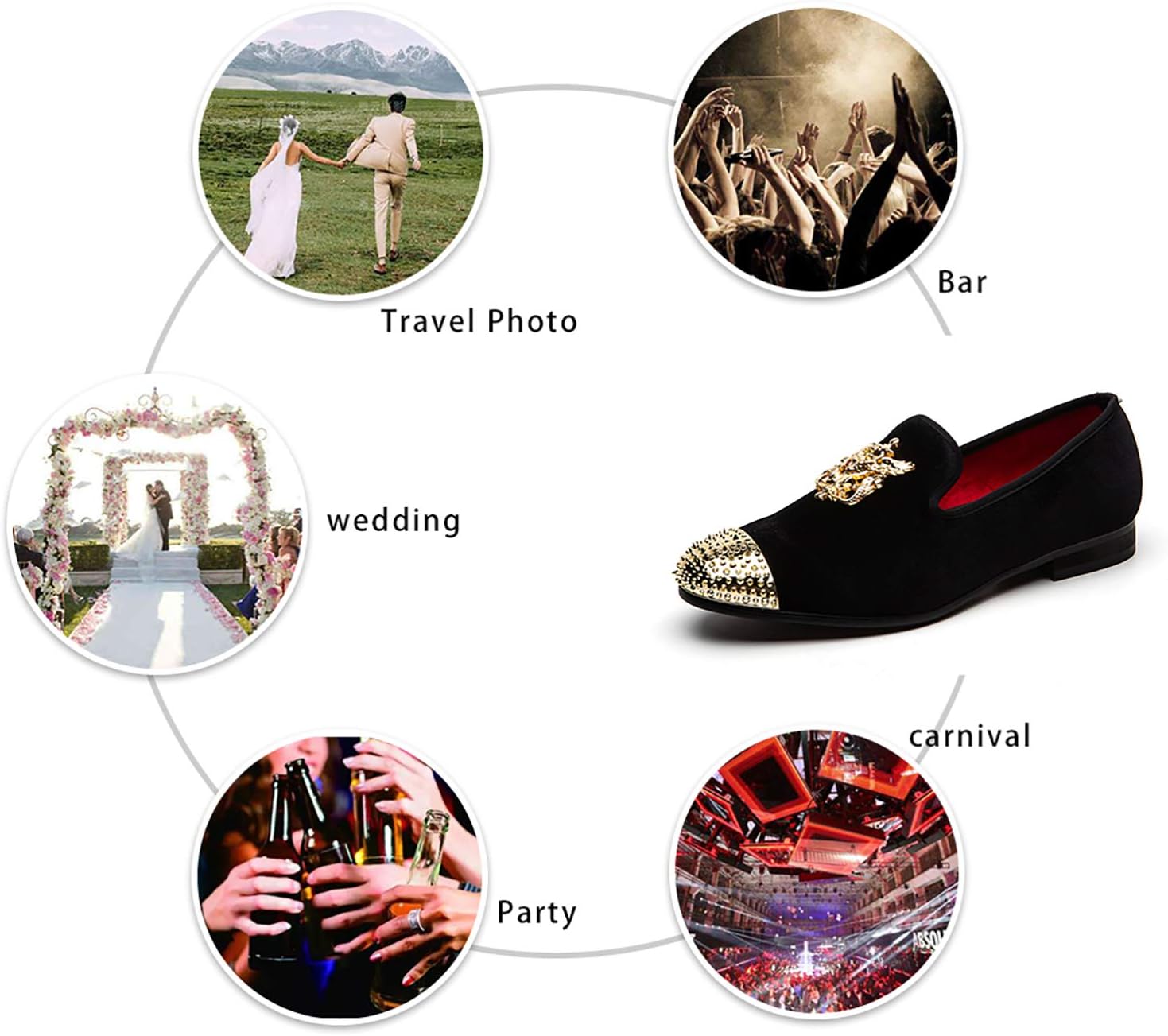 Men Genuine Leather Mens Metallic Textured Slip-on Glitter Loafers Shoes - Image 5