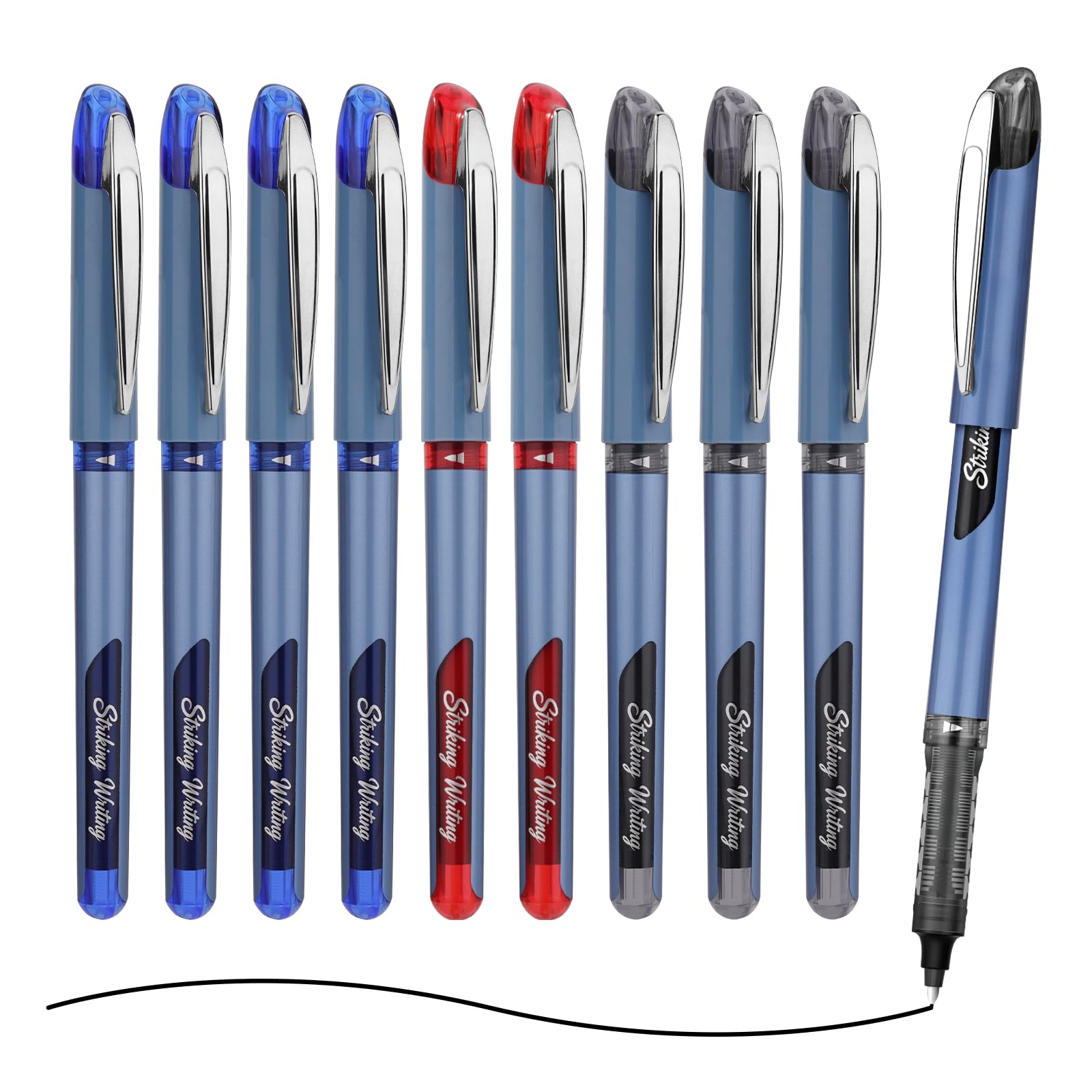 EYEYE Felt Tip Rollerball Pens, 1.0mm 5 Black 3 Blue 2 Red Signature Pen for Writing Drawing Notes Taking School Office and Signature