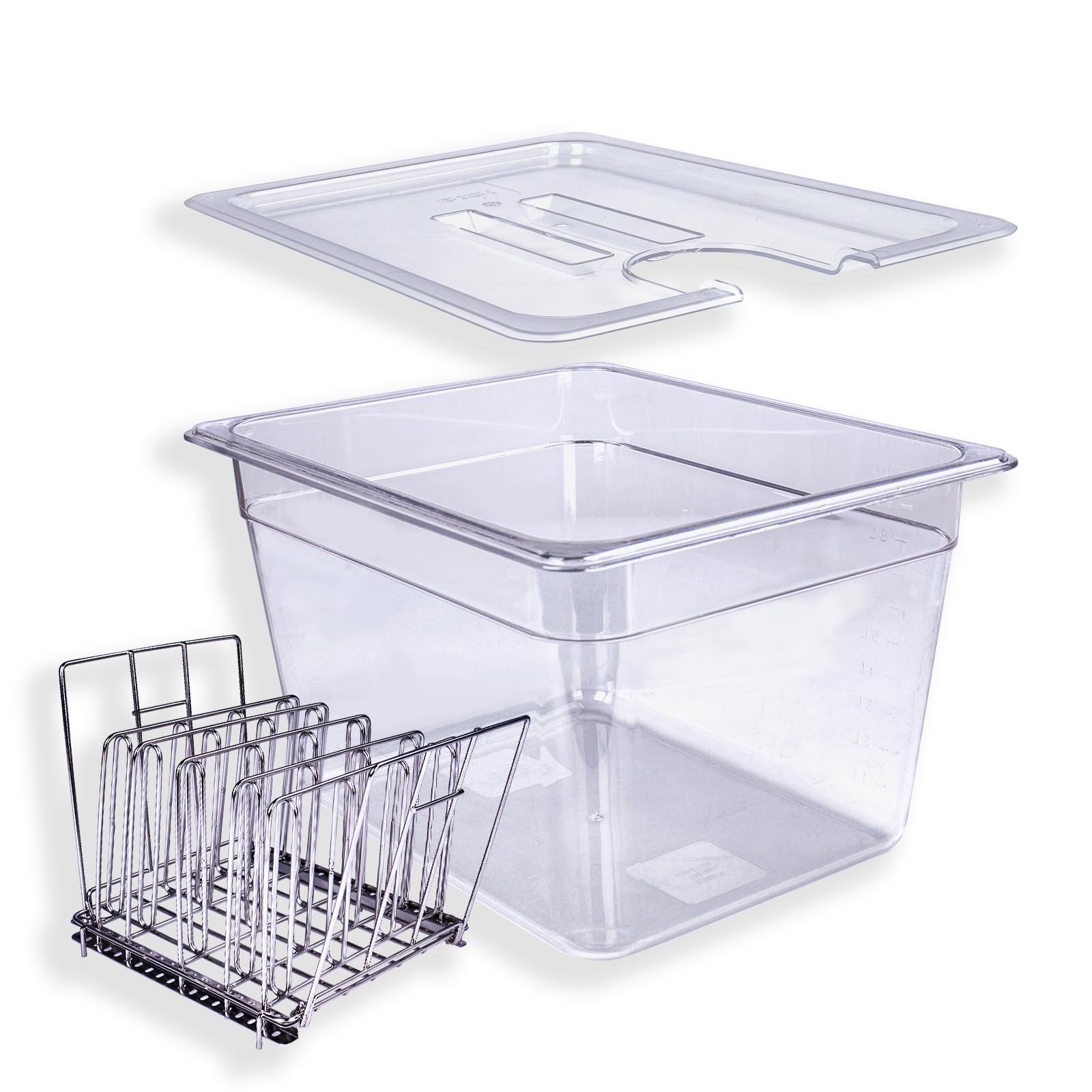 Grand récipient sous vide avec couvercle, kit de cuisson sous vide compatible avec les cuisinières instantanées Wancle Anova, Joule, pour cuisiniers à domicile, usage professionnel (12 l avec