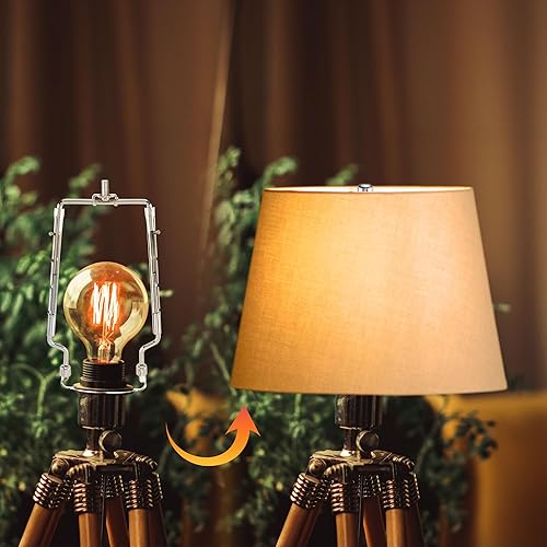 Miniatura 5 de Mornajina Soporte de arpa de pantalla de lámpara de 7, 8, 9, 10 pulgadas, arpas y finales de lámpara ajustables, se adapta tanto a la barra de