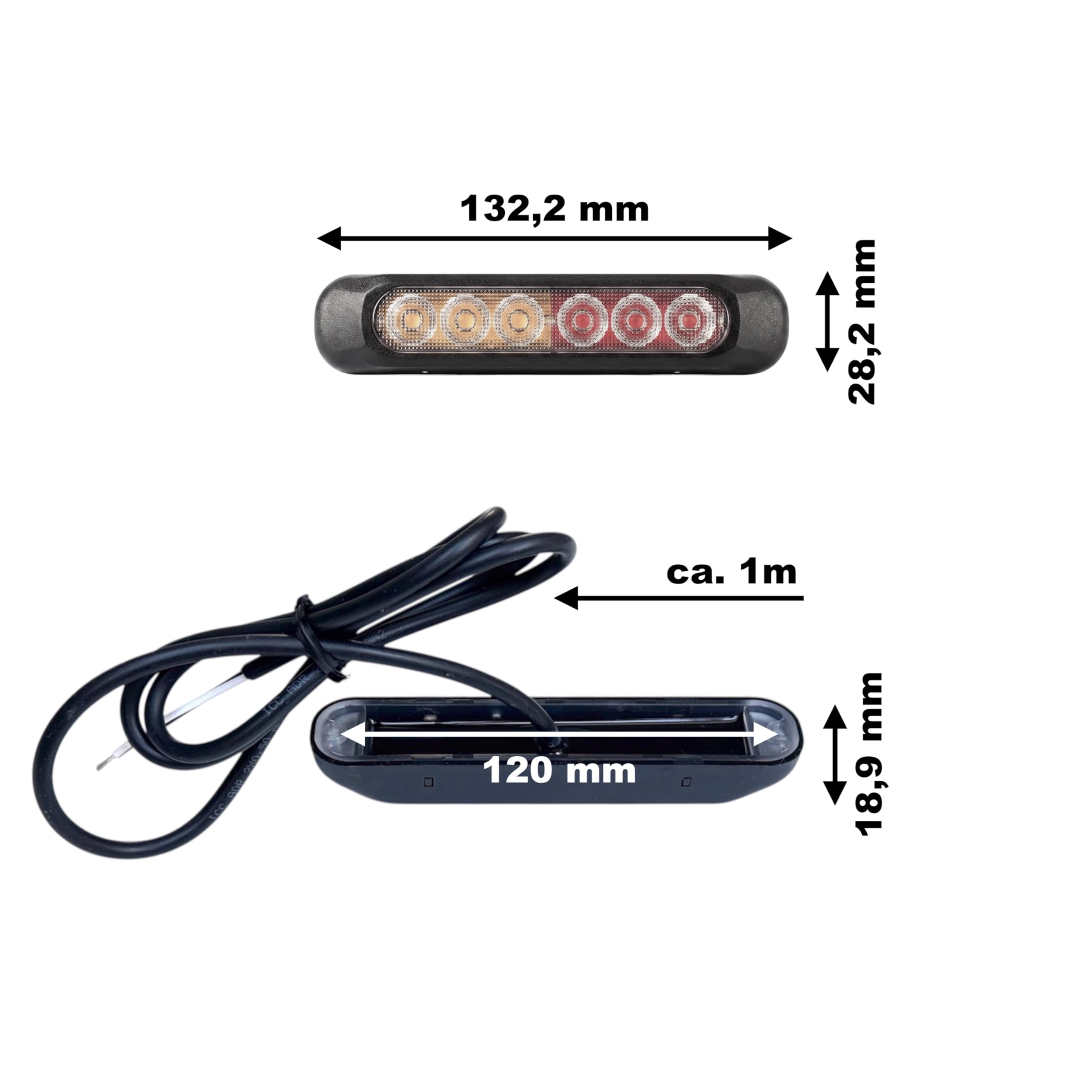 Set Luci LED Universali Compatte 12V 24V per Rimorchio, Camion, Trattore e Auto - Impermeabile, Omologato E9 (Faro Posteriore, Posizione, Freccia, Freno)