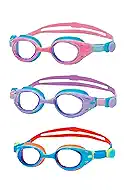 3 Pack Swim Goggles for Adults Kids Ages 6+ | No Leak Anti-Fog UV Protection | with 3 Hard Travel Cases