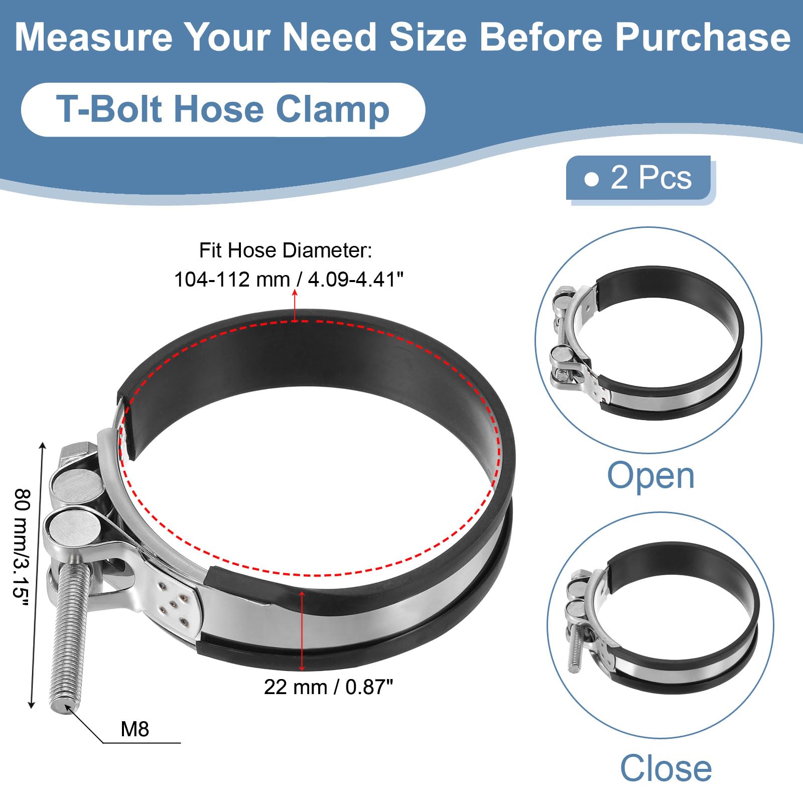 PATIKIL 104-112mm T-Bolt Hose Clamp - Image 2