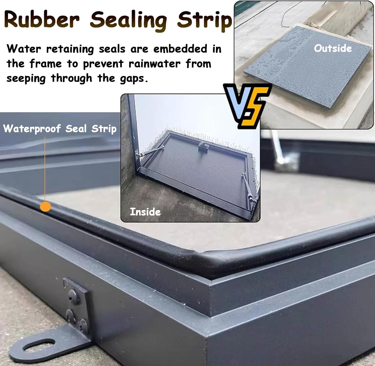 Aluminum Roof Hatch Cover with Rubber Seal, 55x55cm Flush Mount Rooftop Access Door, Durable Square Attic/Sun Room Lid, Weatherproof Cellars Exit Cover
