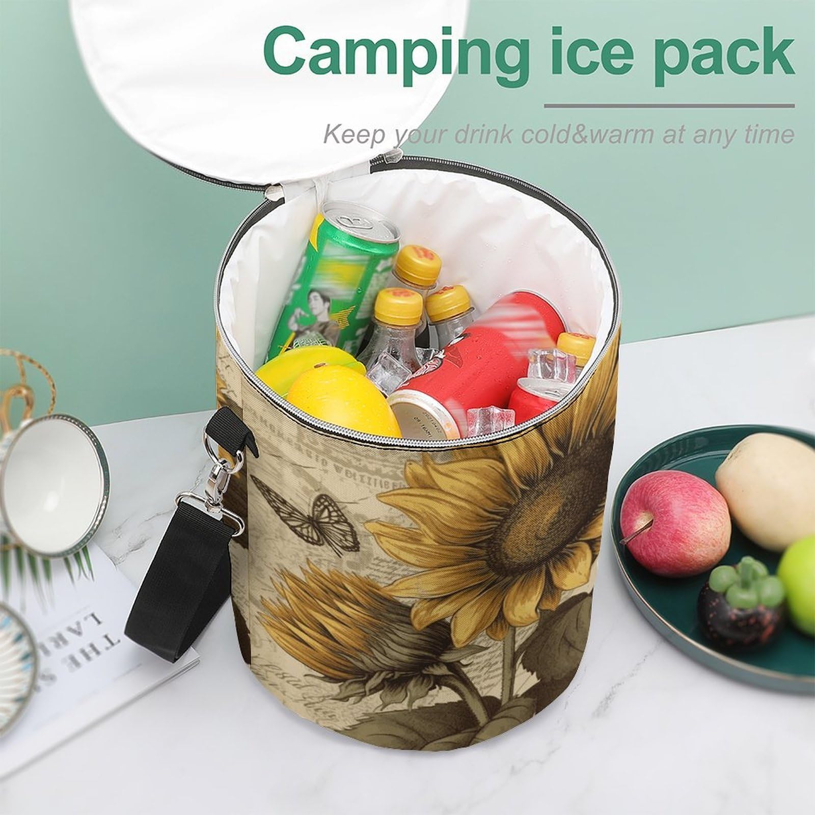 Bolsa térmica suave retro con múltiples bolsillos, bolsa de playa aislada a prueba de fugas, hielera plegable para playa, viajes, trabajo