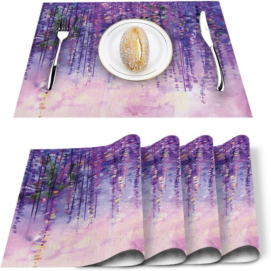 4/6 Pieces Set Table Mats Oil Painting Artistic Concept Table Napkins Kitchen Accessories Home Party Decoration Placemats/441 (Color: A Size: 6 PCS)