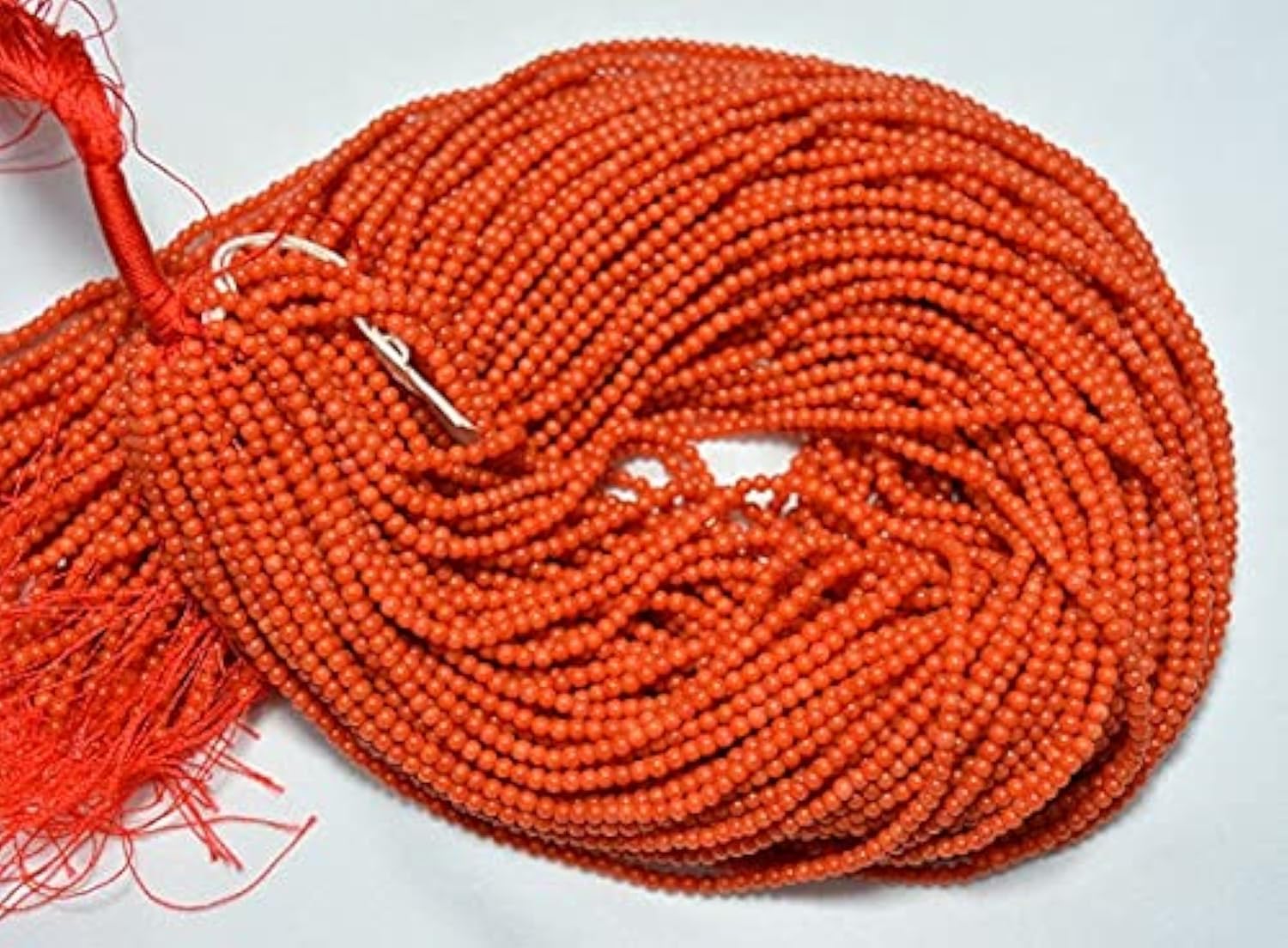 Perles de corail rouge naturel rondes de 3mm au polissage lisse exceptionnel
