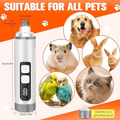 Miniatura 6 de Cortaúñas para perros, ultra silencioso, eléctrico para mascotas, cortaúñas para perros y gatos con luces LED, lima de uñas de alta velocidad,