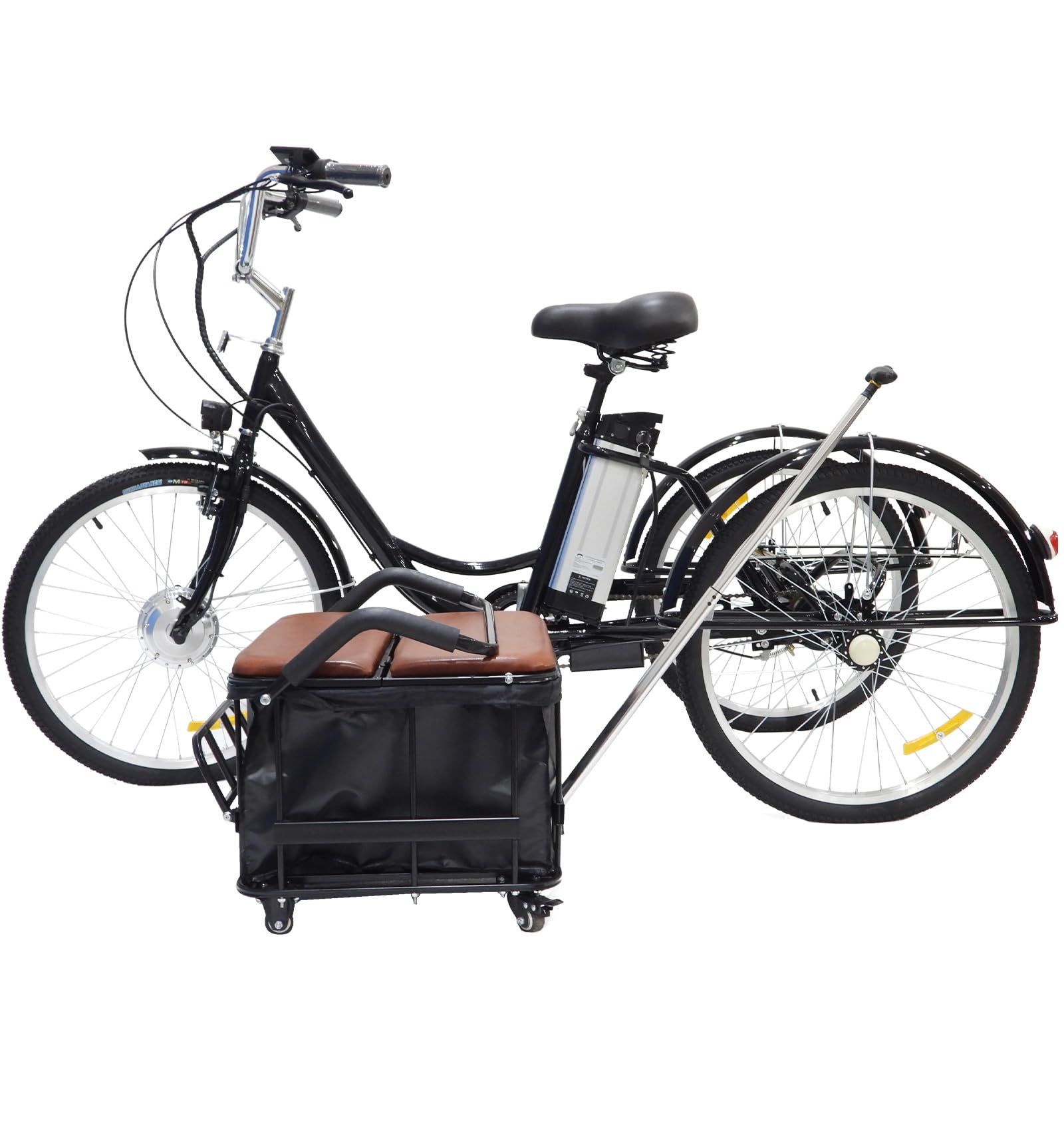 Triciclo elettrico da 24 pollici per adulti, bici elettrica con sedile posteriore, veicolo elettrico a tre ruote, triciclo elettrico con batteria al litio da 36 V 12 Ah, portata massima 150 kg