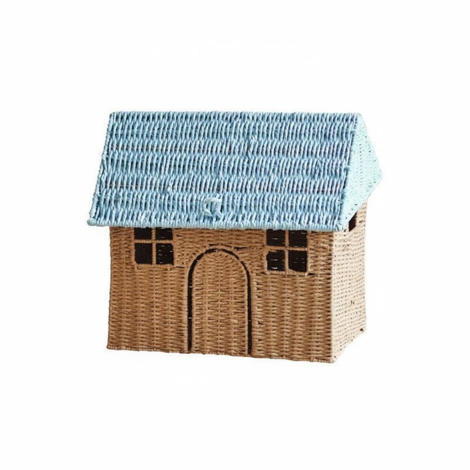 kowaku Cestino Portaoggetti Bambini Cesto Contenitore Scatola Organizer Cestino Giochi Design a Casetta Decorativo in Corda di Carta con Telaio in Ferro per