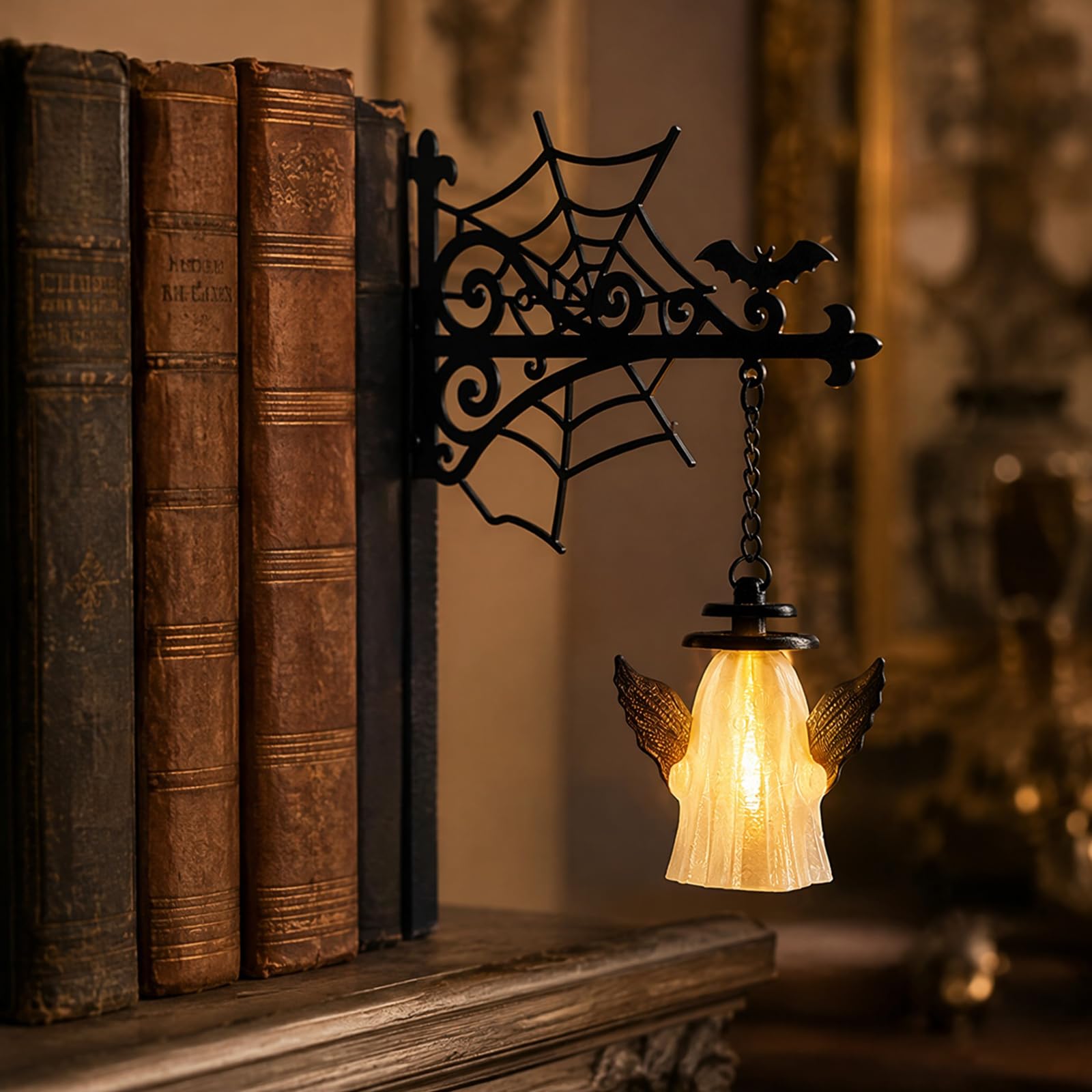 Library Lantern Bookshelf Lamp Book Nook Light Warm LED Nightlight