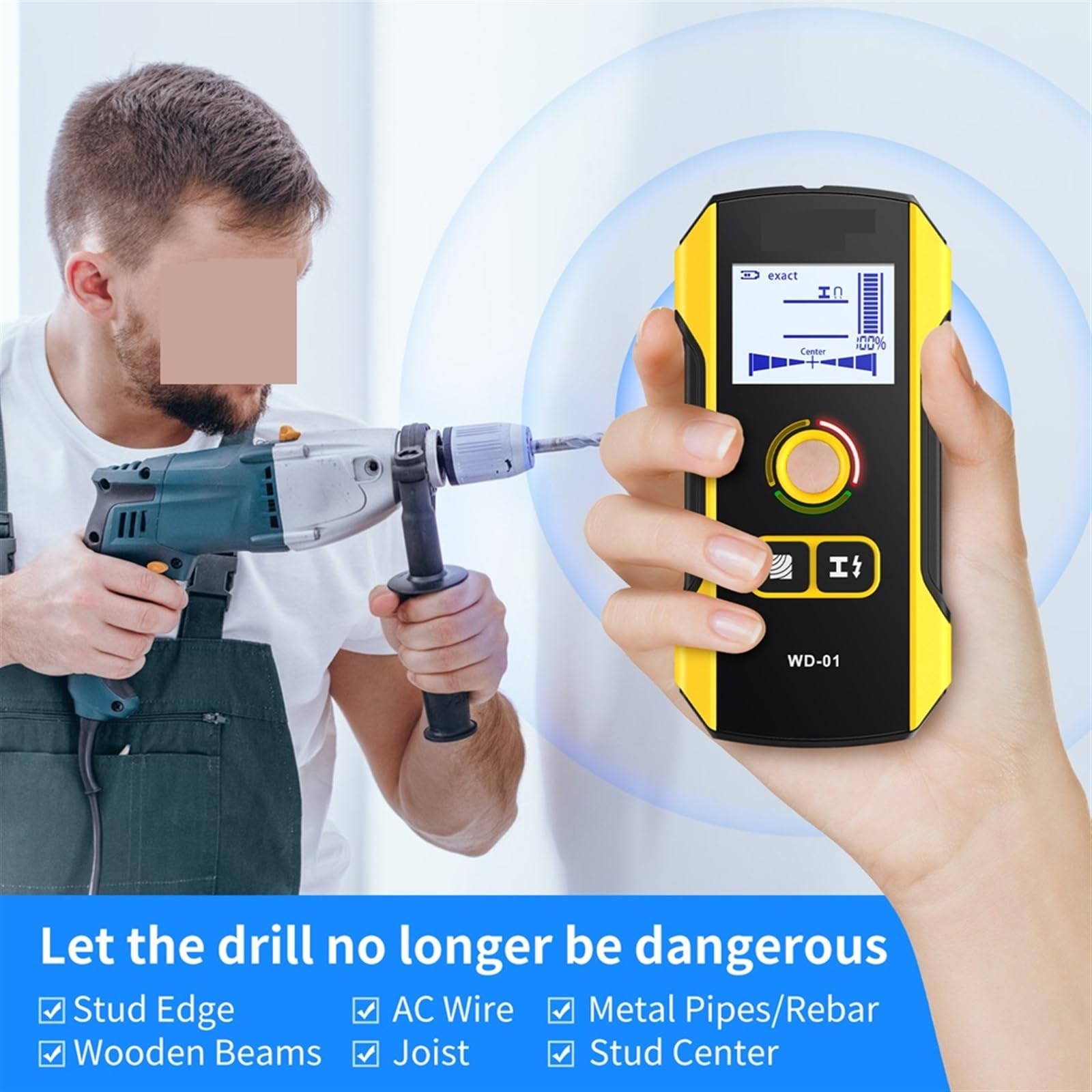 Handheld Wand Metall Detektor Scanner Holz AC Live Kabel Drähte Stud Finden Rohre Bewehrungsstäbe Erkennen Werkzeug Anzeige zur Goldsuche