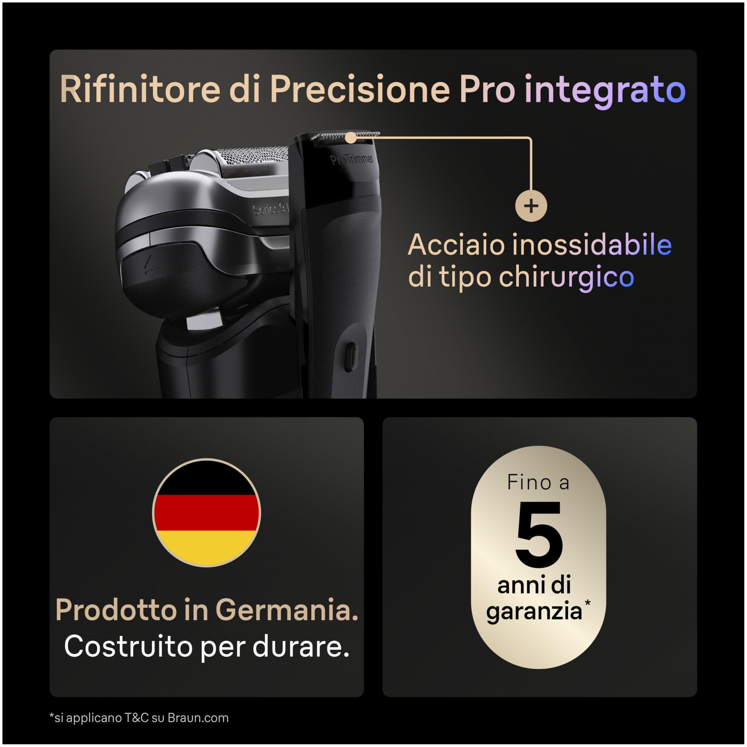 Braun Serie 9 Pro+ Rasoio Elettrico Barba, Custodia Smartcare 9660ccps Nero