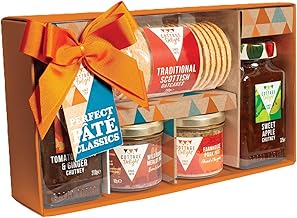 Cottage Delight Pate Hamper, Perfect Pate Classics, Tomato Garlic & Ginger Chutney 310g, Farmhouse Pork Pate 90g, Wild Boar & Merlot Pate 90g, Sweet Apple Chutney 325g with Scottish Oakcakes