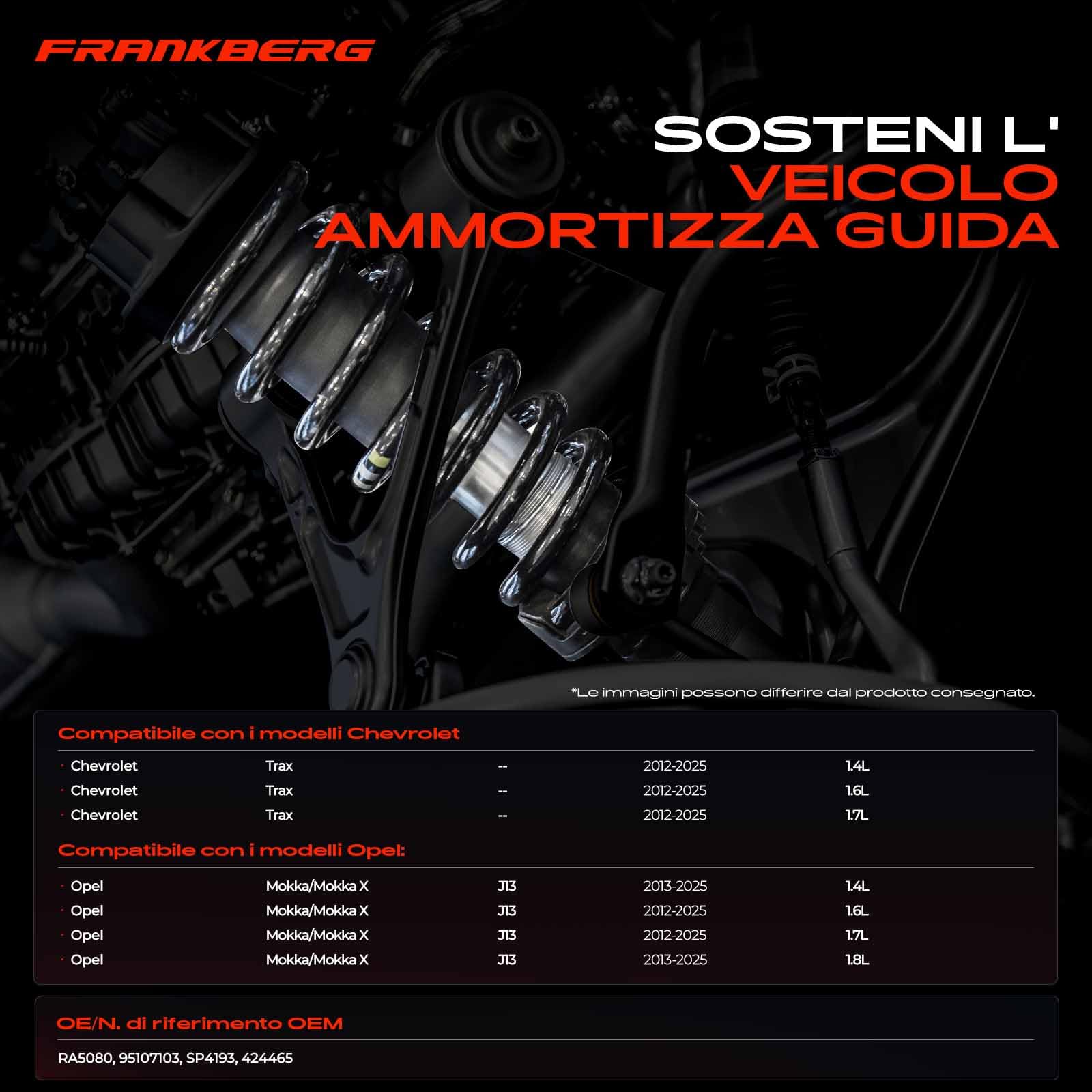 Frankberg 2x Molla di sospensione cuscinetto molla molla elicoidale | asse posteriore, Sinistra, Giusto; Compatibile con: Mokka/Mokka X J13, Trax