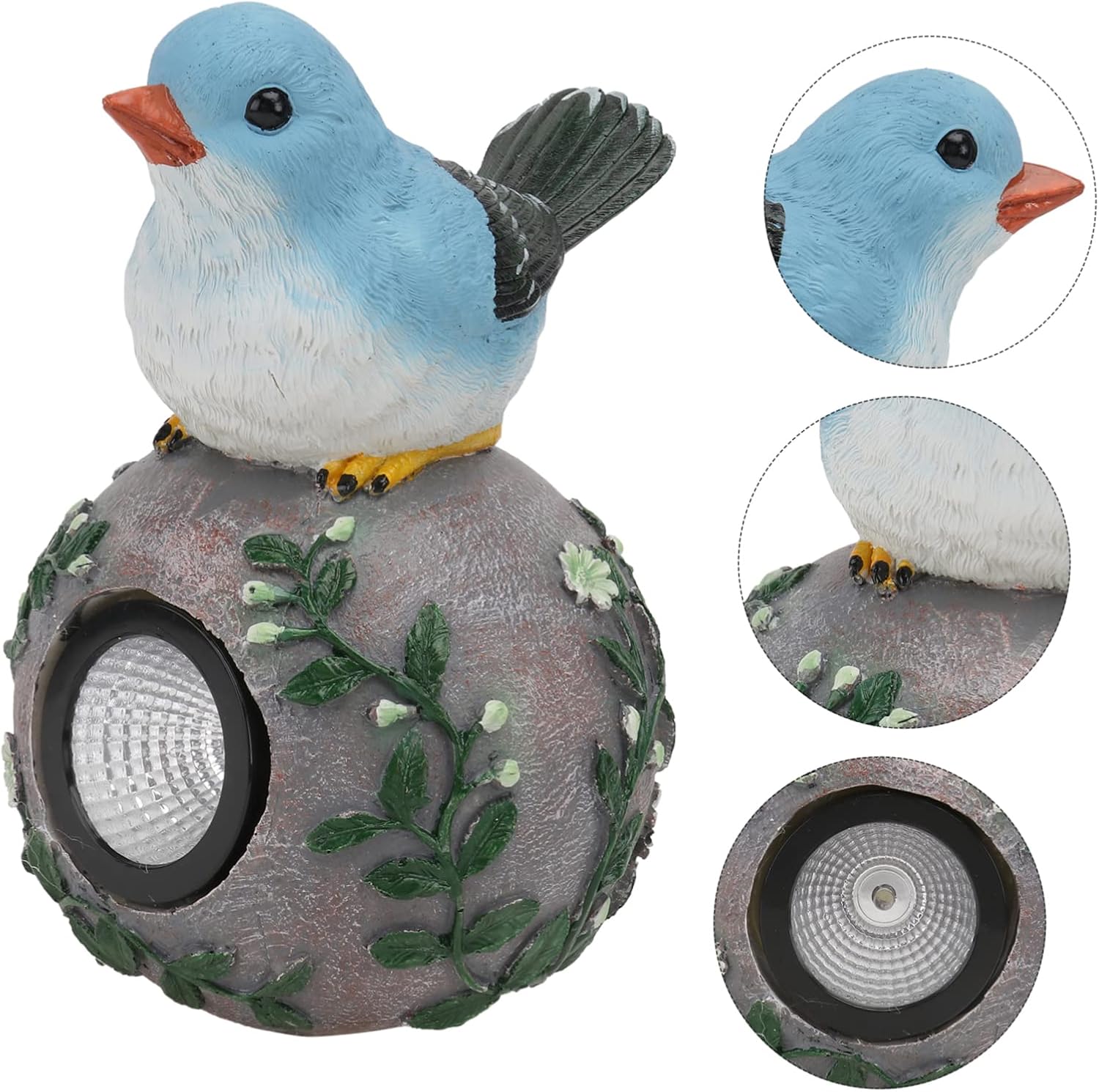 Solar Bird Light Ornament for Garden Decor Outdoor Resin Sculpture Solar-Powered LED Chic Bird Figurine for Villa Landscape Unique Courtyard Decoration