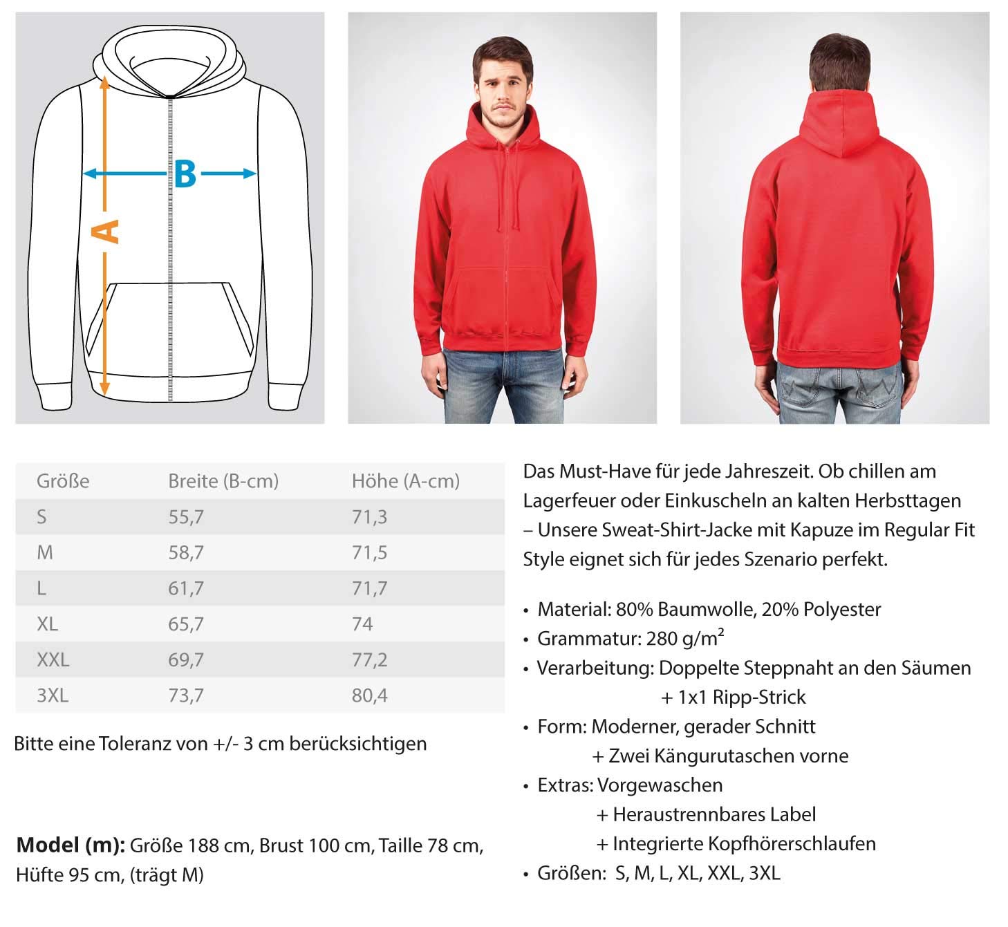 Pagan Metal (Rosso) Generico Asatru Wikinger Viking Metal Odin Thors Hammer - Zip-Hoodie Nero XL