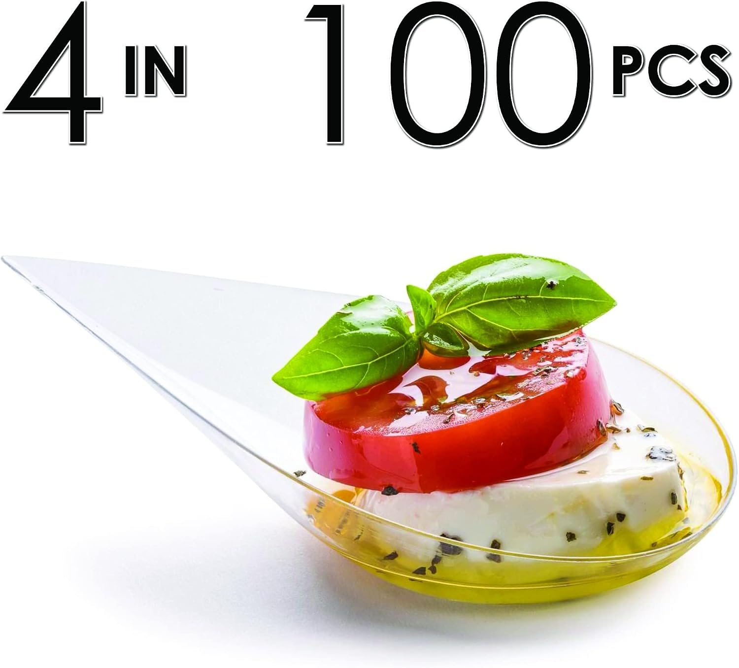 DLux 100 4-in Tear Drop Mini Appetizer Plates, Clear