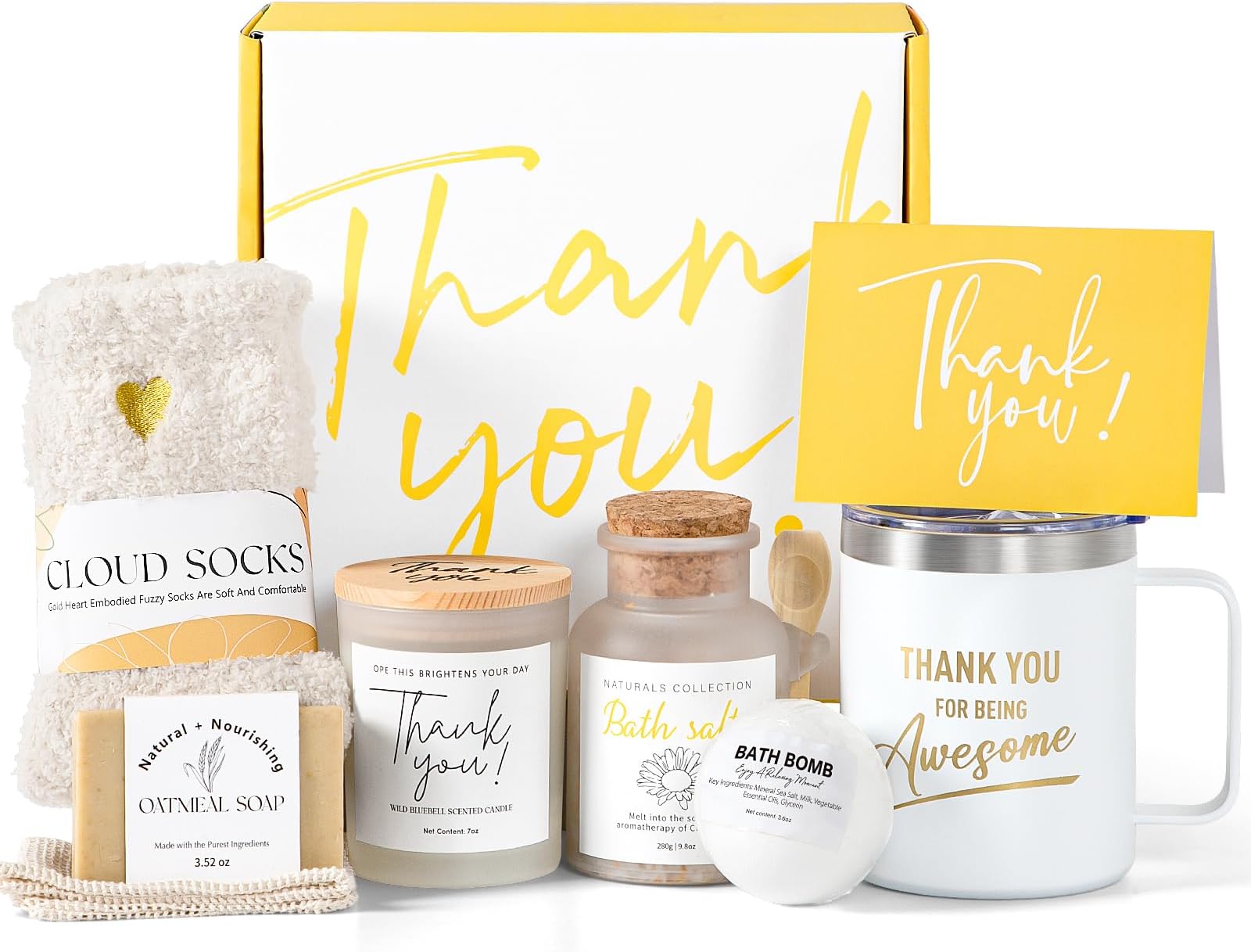 Thank You Gifts for Women, Unique Thank You Gifts Box Appreciation Gifts Basket for Teacher Employee Boss Coworker Hostess Secretary Nurse Mom Friends Pastor- Best Spa Gratitude Gifts w/Candle