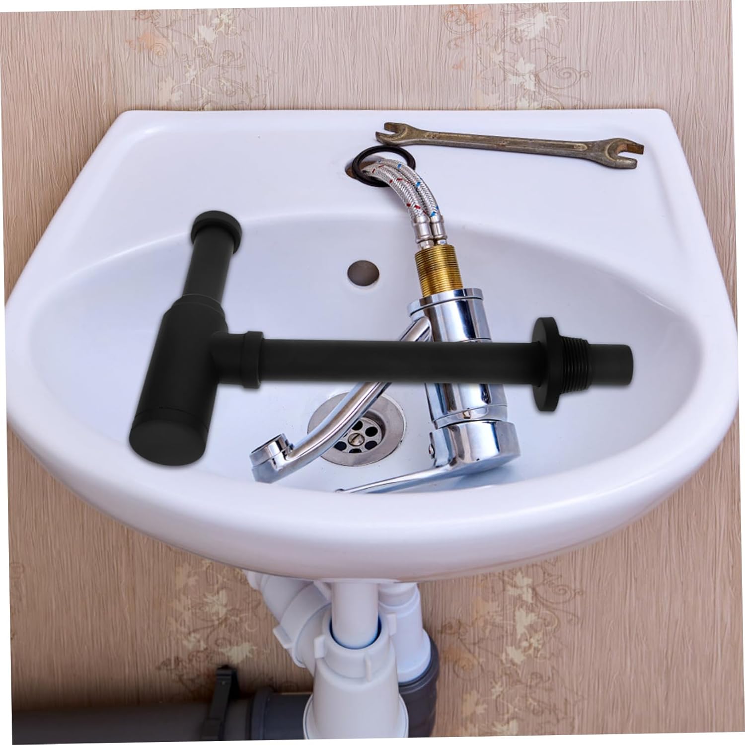 TEHAUX Drain Pipe Replacement Kit for Kitchen Bathroom Wall-mounted Wash Basin Sink Drain Pipe Easy Installation Efficient Wastewater Management Compatible Standard Plumbing