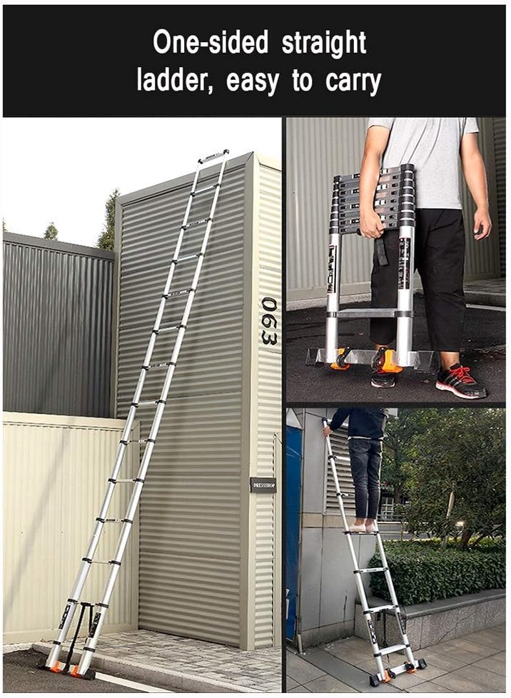 Ladders Foldable Telescopic Ladder, Thickening Protection for Aluminum Folding Tubes, Portable, Straight Telescopic Ladder, Suitable for Building Ladder Ladder Extension Ladder Star of Light