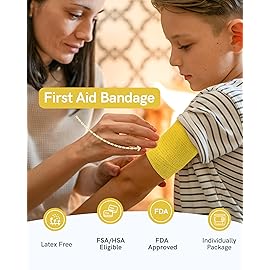 FriCARE Self Adhesive Bandage Wrap, Medical Tape in First Aid Kit, Cohesive Bandages for Wounds Sport Vet, 2 Inches X 5 Yards 6 Rolls, Fresh