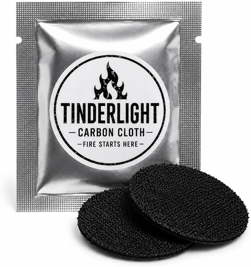 Char Cloth - Carbonized Cotton Cloth in Sealed Mylar Bag for Bushcraft, Camping, and Traditional Outdoor Use Fire Starter Wallet Size It Starts with A Spark!