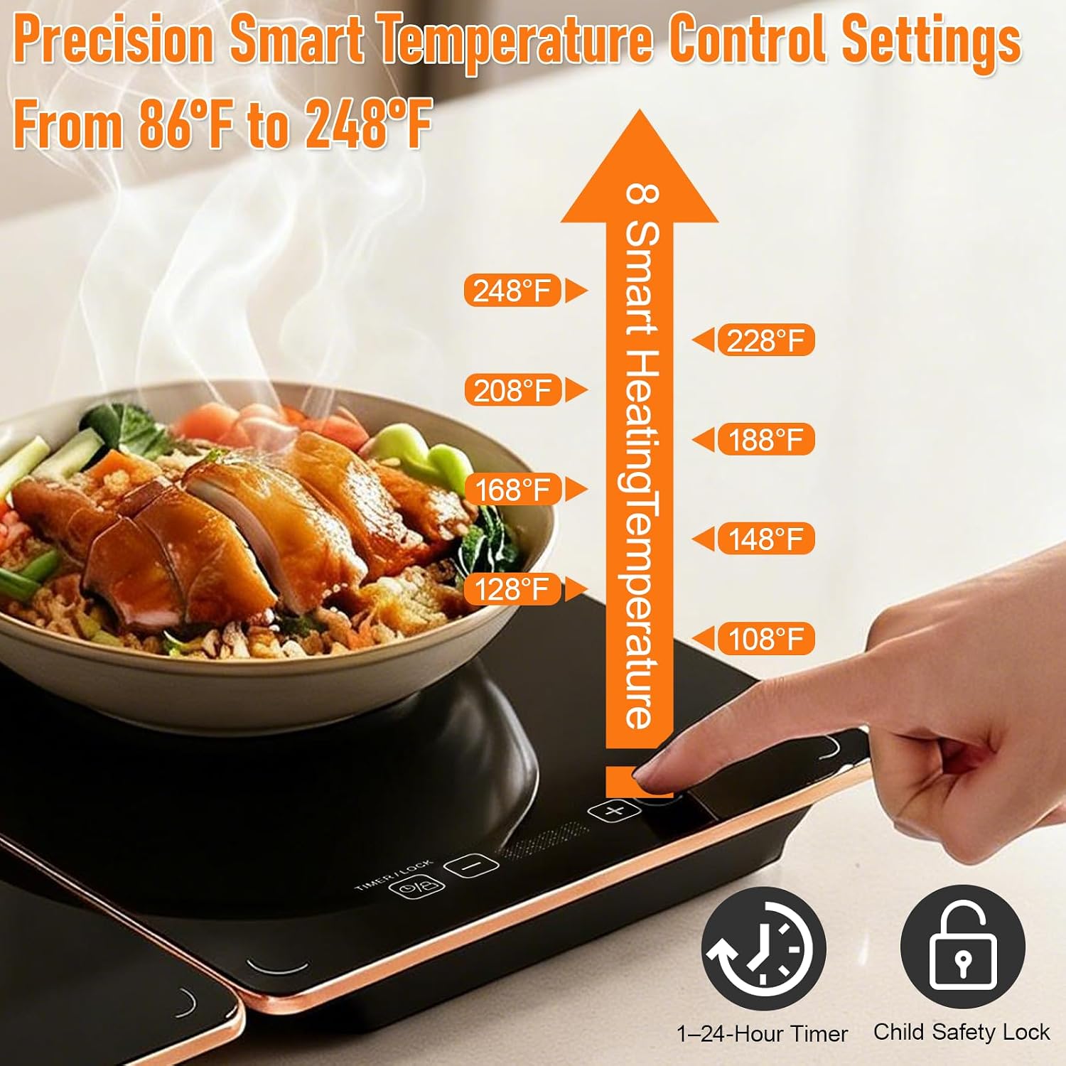Electric Food Warming Tray, 4-in-1 Food Warmers for Parties Buffet with 8 Temp Settings & 24H Timer, 35"x15" Modular Warming Mat for Food, Desktop-Protecting for Home, Catering, Gatherings